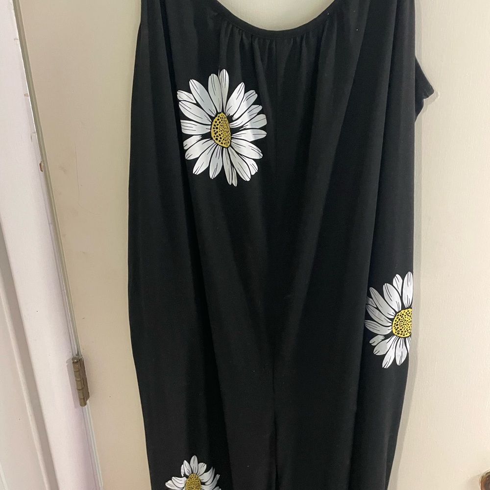 Black Romper with Daisy Print